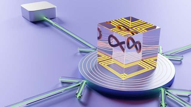 Minimal cloud computing illustration showing data storage, applications, and connected digital systems